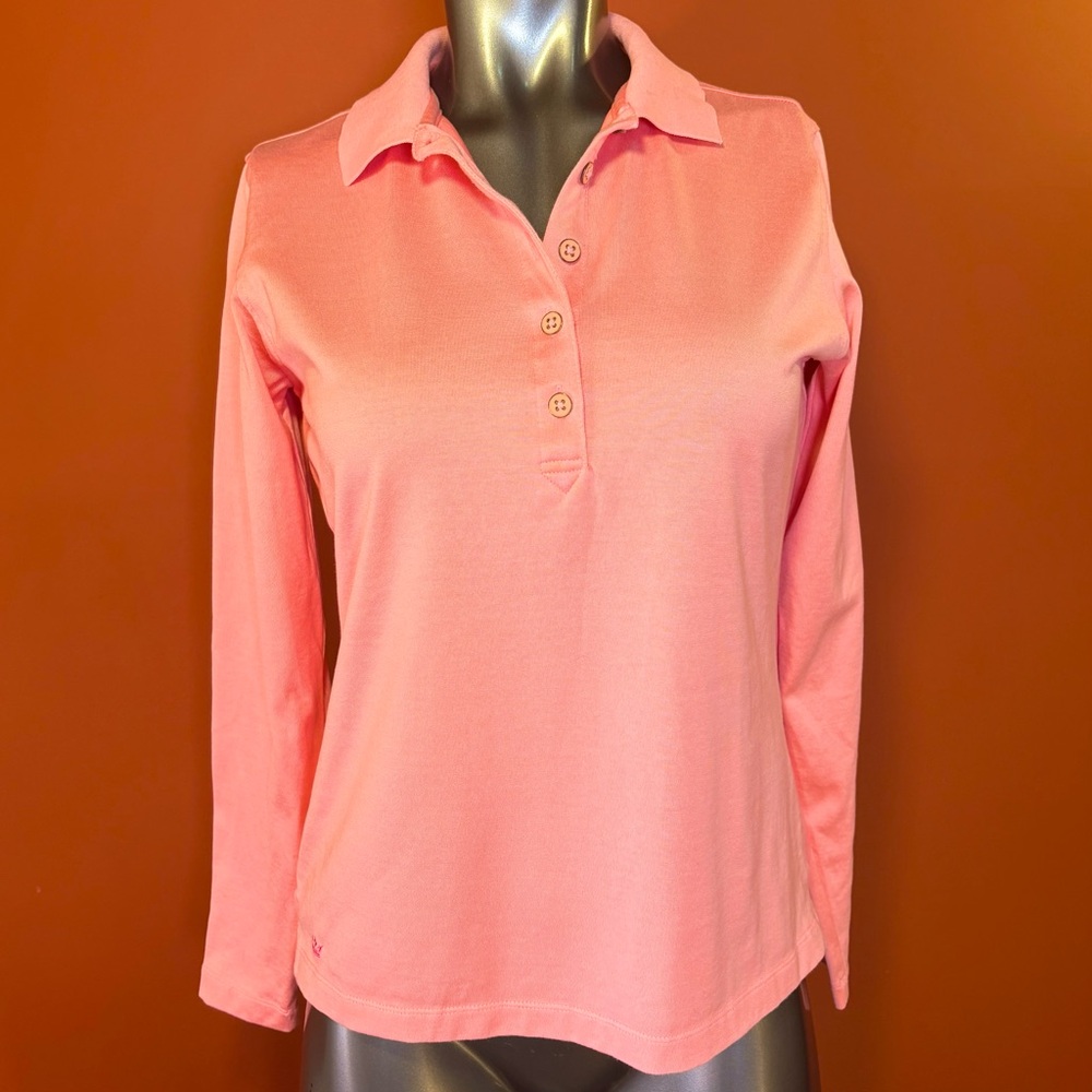 Peter Millar W’s Coral Pink Long Sleeve Polo